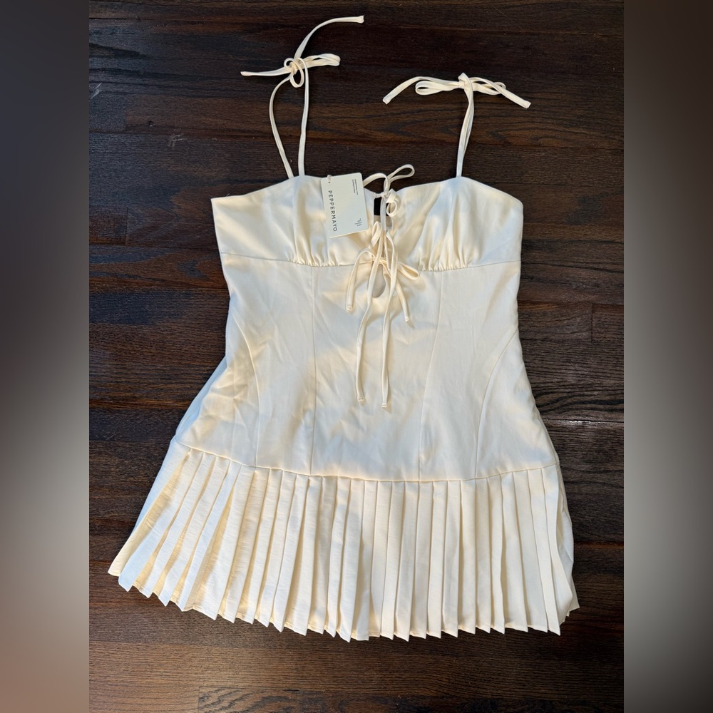 Peppermayo Ivory Pleated Corset Mini Dress size 12